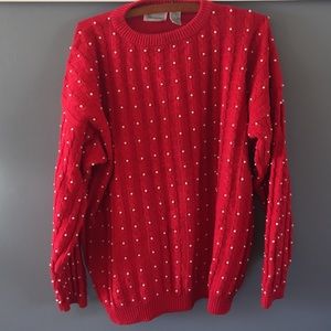 Vintage Red Beaded Sweater