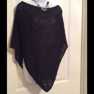 Black knitted poncho