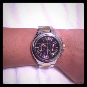 Michael Kors two toned watch with navy face