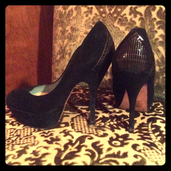 Sexy suede black super high heels