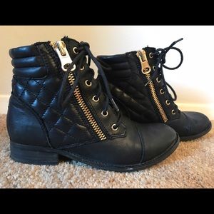 Quilted Leather Aldo Booties