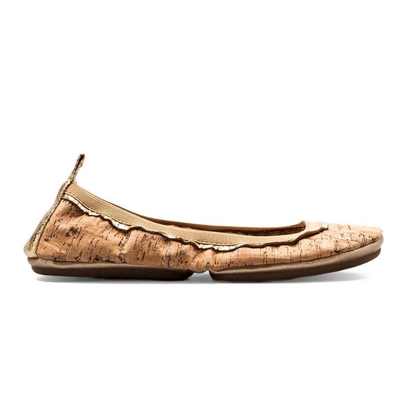 Yosi Sandra Gold Cork Flats