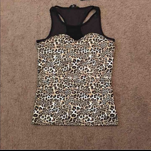 Guess leopard and black tank top