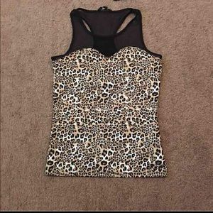 Guess leopard and black tank top