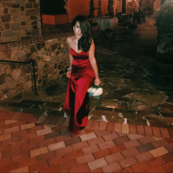 Red evening gown from davids bridal
