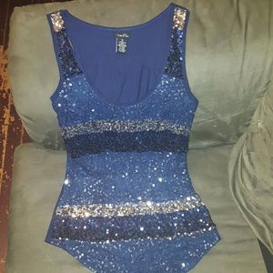 Navy and Silver Sequined Lace