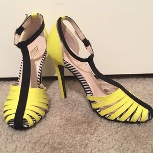 Yellow and Black Heels