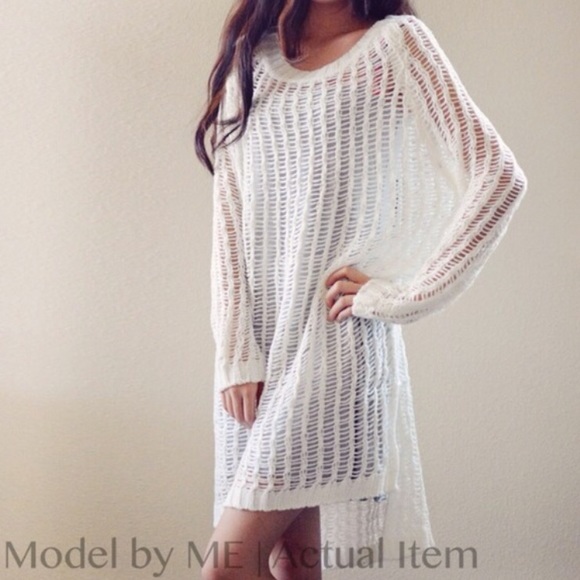 SALE White Long oversized sweater - Picture 3 of 4