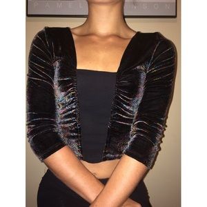 Velvet Paisley Print Crop Top