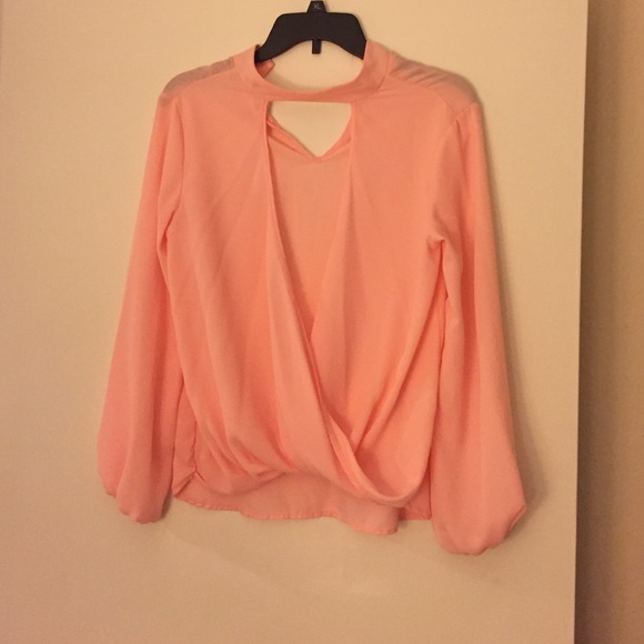 Light pink/peachy open front blouse