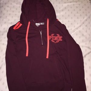 VS pink quarter zip with hood-Excellent condition!