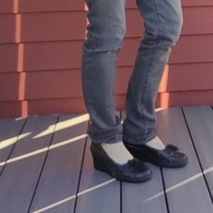 Clarks Indigo Black Wedges Size 7