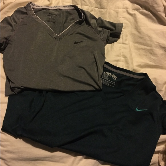 Two Nike vnecks(: