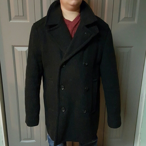 SOLD Merona Wool Rayon Black Charcoal Coat Lg