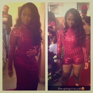 Beautiful 2 piece maroon prom dress