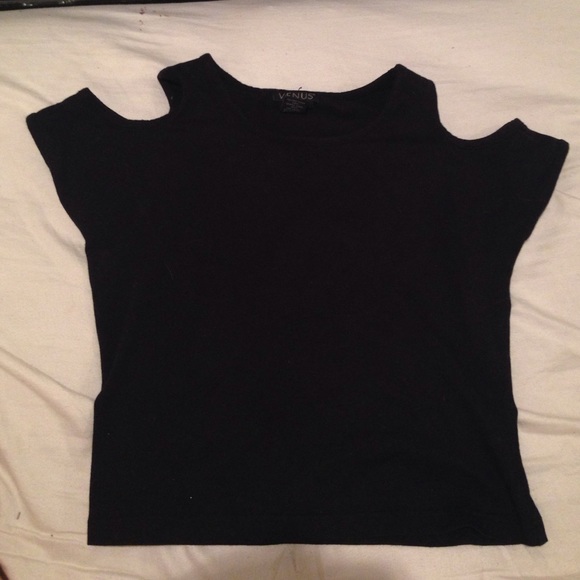 black cold shoulder top
