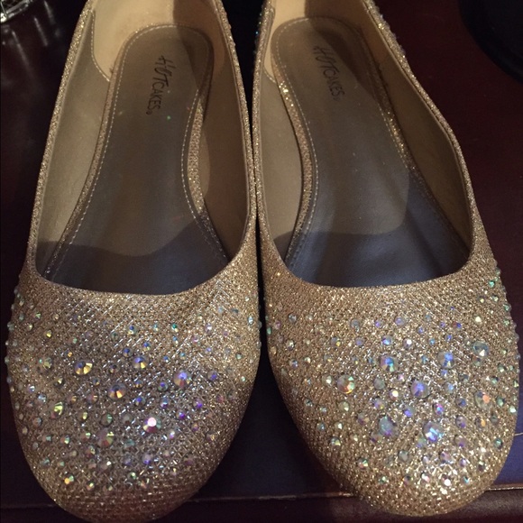 Gold sparkly flats