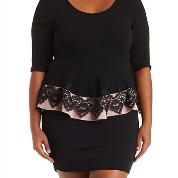 Plus Size Dress with Lace Peplum. NWT