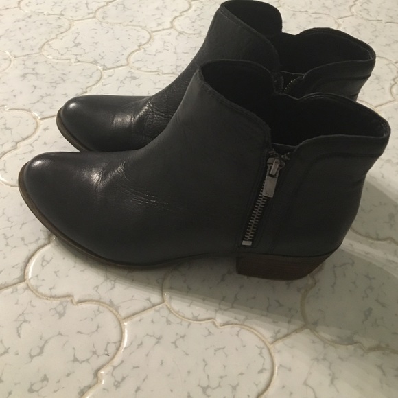 Black leather booties