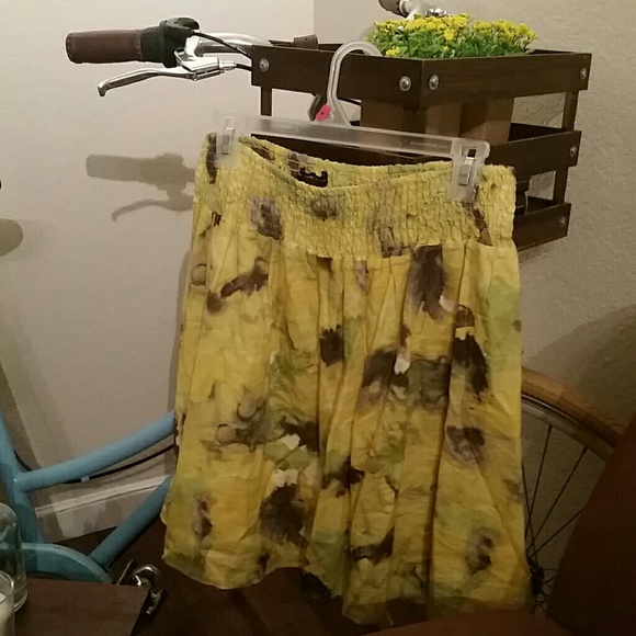 Yellow floral print skirt