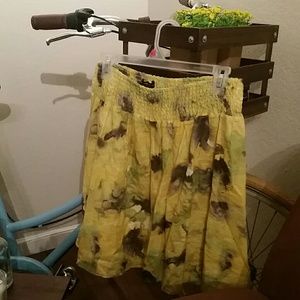 Yellow floral print skirt