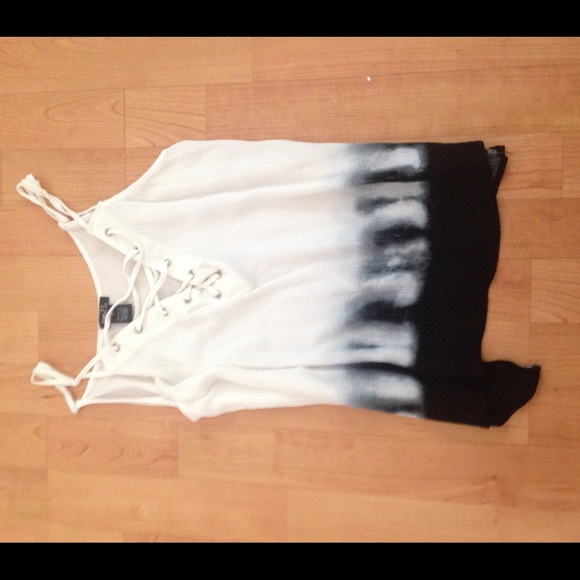 Black and white laced down shirt