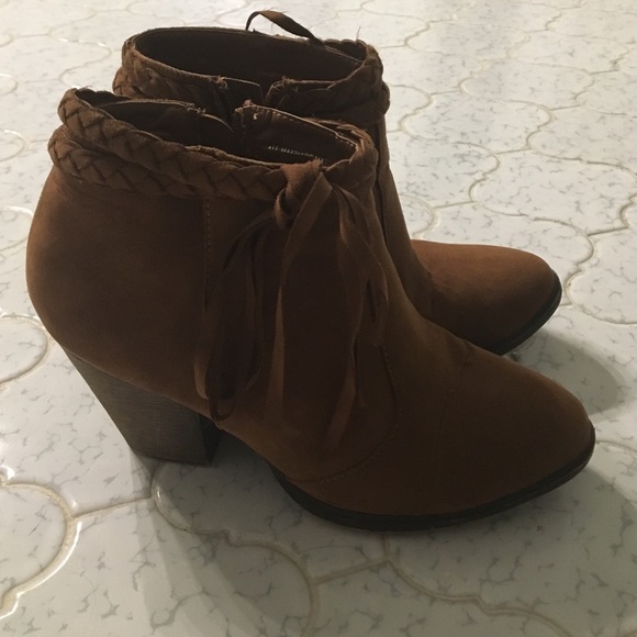 Tan suede booties
