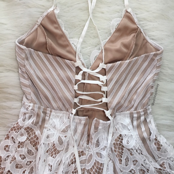 white lace and nude eyelash romper - Picture 2 of 4