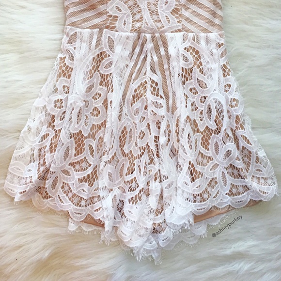 white lace and nude eyelash romper - Picture 3 of 4