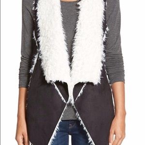 Sanctuary Black Faux Shearling Open Vest Size M