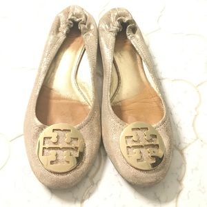 Tory Burch gold flats