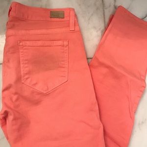 Paige flamingo peach skyline ankle peg jeans sz 26