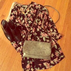 Long sleeved flowered pattern dress