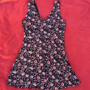 ‼️SOLD Floral Red And Black V Cut Dress