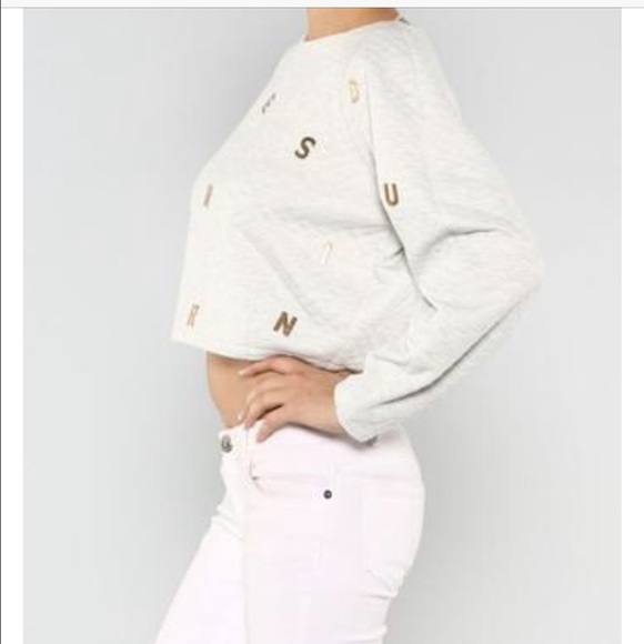 Last small✨Cropped gold letter sweater - Picture 2 of 4