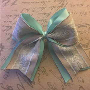 Tiffany Blue and Lace Cheer Bow
