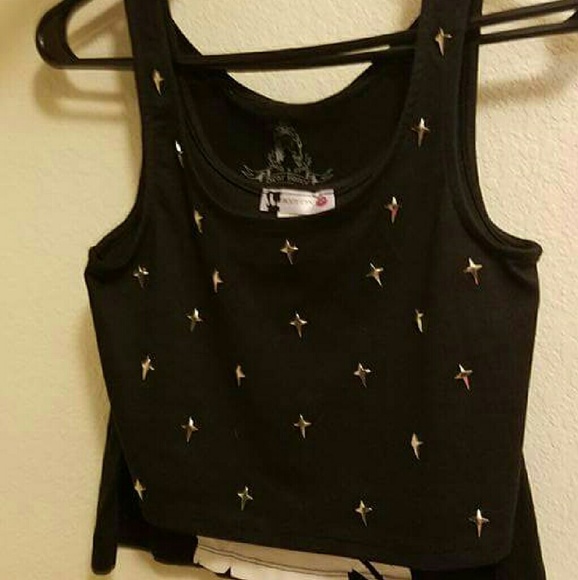Black studded crop top
