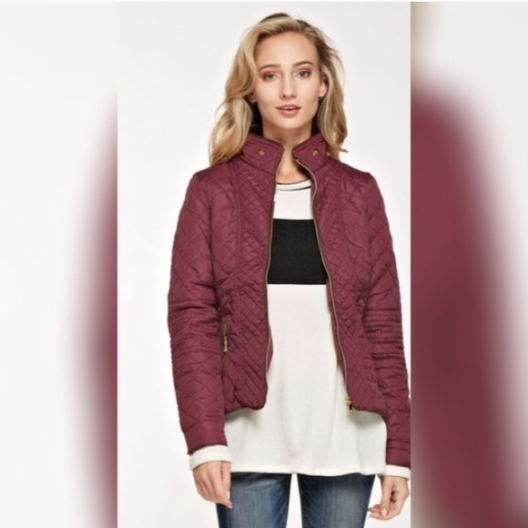 Quilted Padded Jacket in Wine!