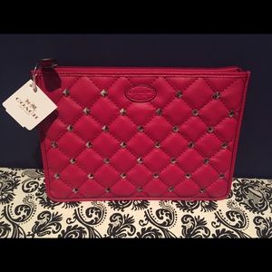 Coach red studded clutch