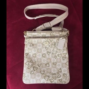 COACH  Ivory Hearts Swing-pack with Gold Hardware