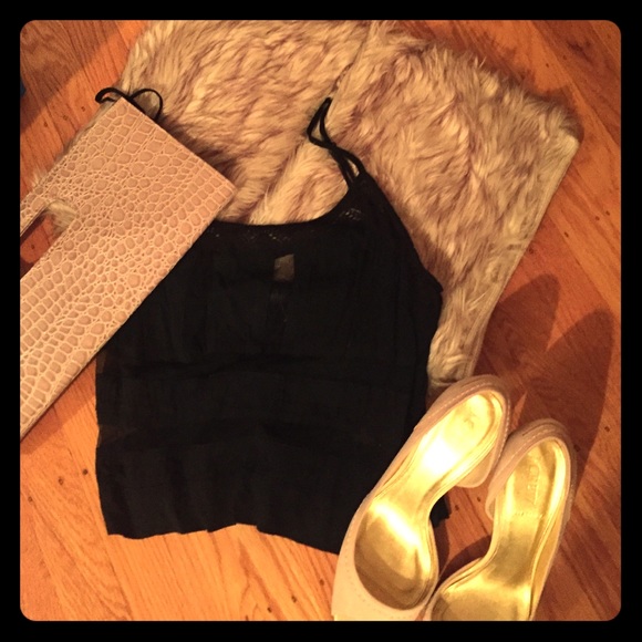 Black crop top with detailing