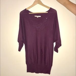 Lauren Conrad Plum Sweater with beading detail