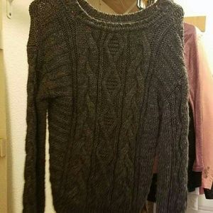 Grey cable knit sweater