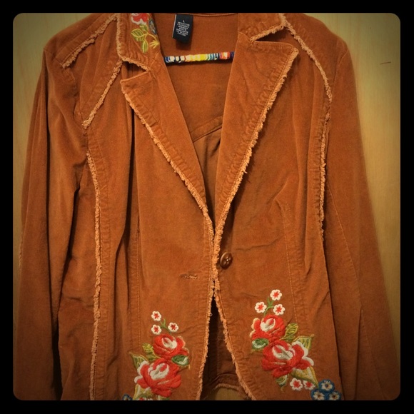 Hippie embroidered corduroy jacket
