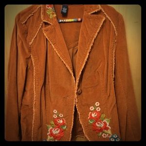 Hippie embroidered corduroy jacket