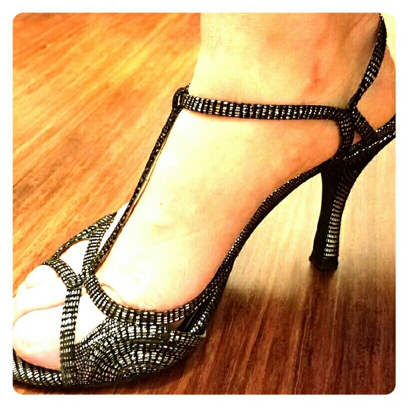 Silver & black dress heels