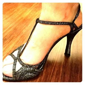 Silver & black dress heels