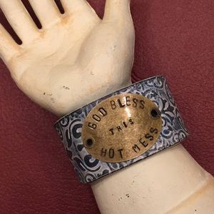 💕Custom made embossed leather cuff One of a kind!