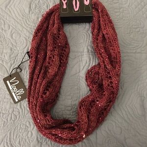 Brand new never worn sequined burgundy scarf NWT