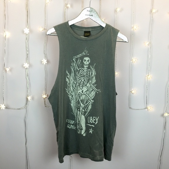 UNIF Tops - 💀SOLD💀 Awesome Obey Skeleton Graphic Tank